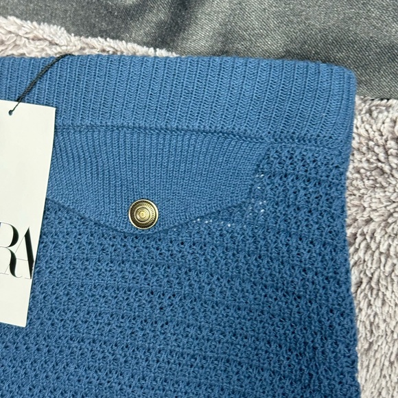 NWT Zara Woman Knit Mini Skirt Blue Size L Large - Picture 5 of 8